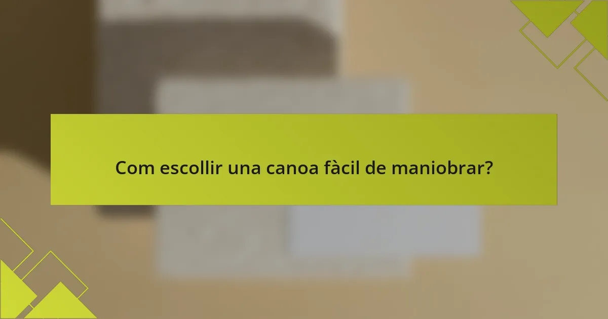 Com escollir una canoa fàcil de maniobrar?