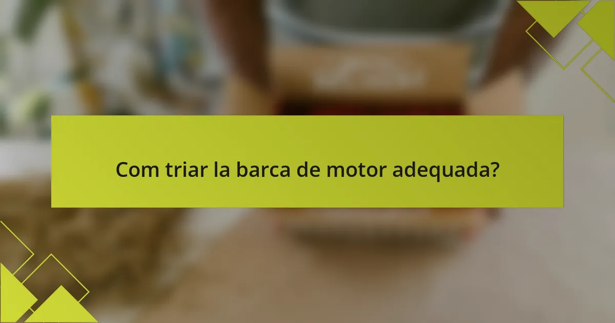Com triar la barca de motor adequada?