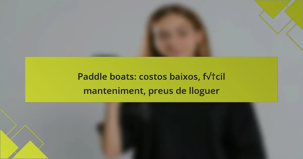 Paddle boats: costos baixos, fàcil manteniment, preus de lloguer