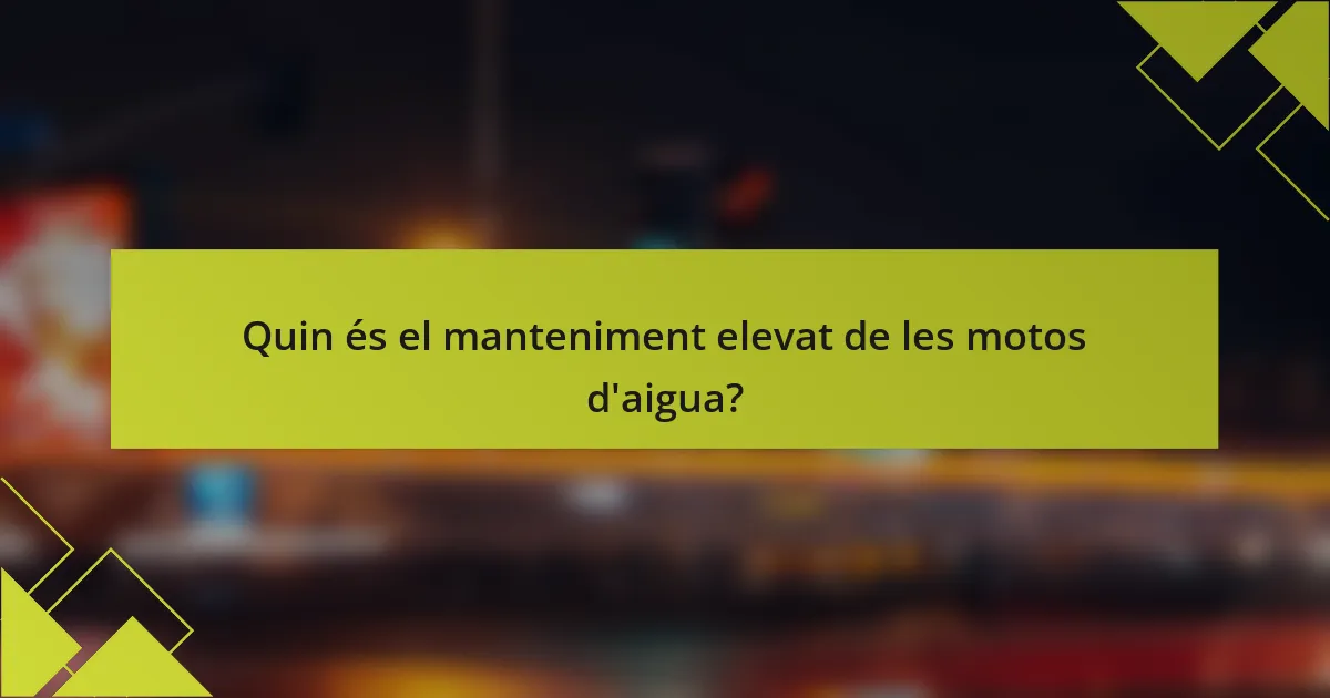 Quin és el manteniment elevat de les motos d'aigua?