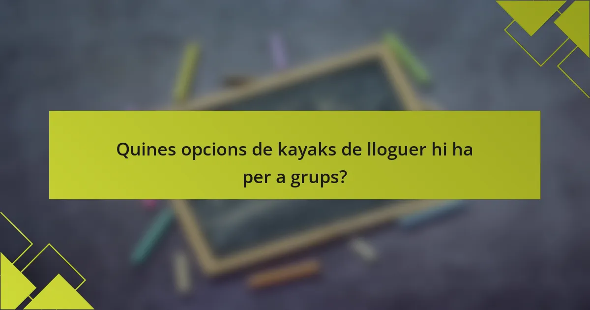 Quines opcions de kayaks de lloguer hi ha per a grups?