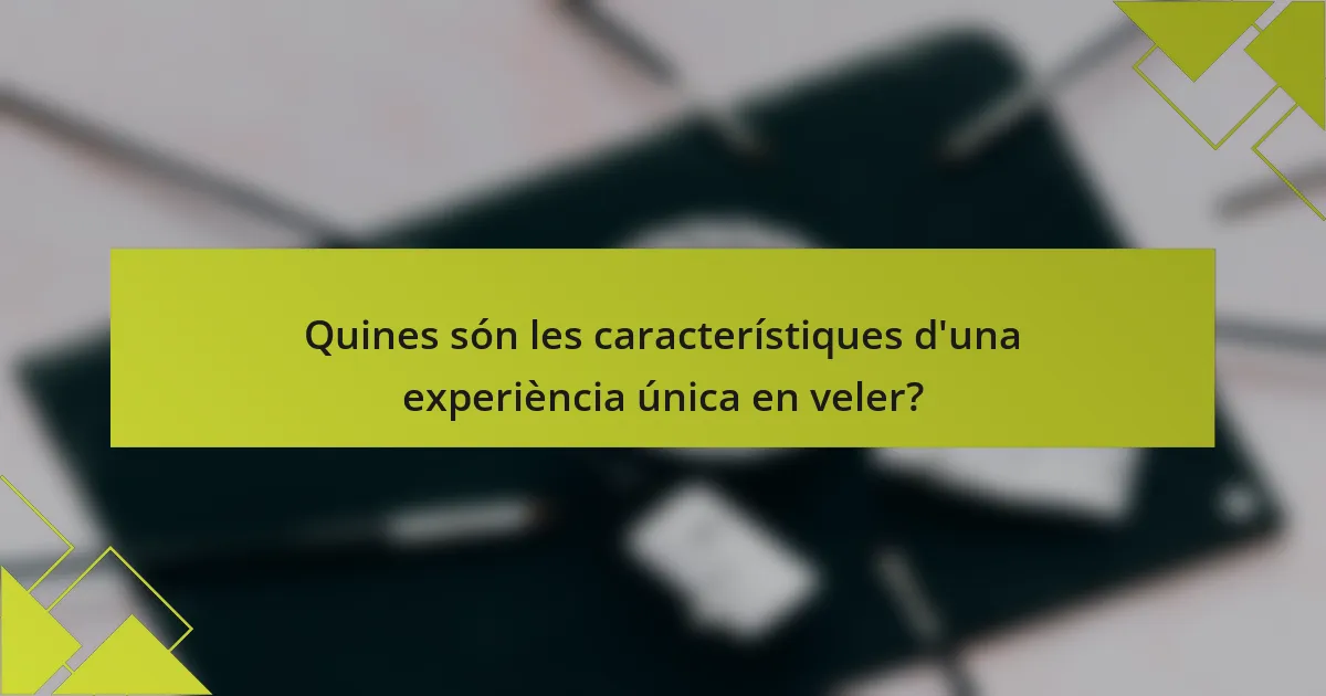Quines són les característiques d'una experiència única en veler?