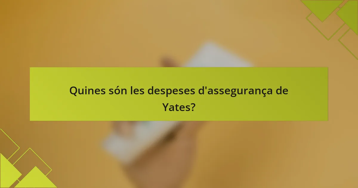 Quines són les despeses d'assegurança de Yates?