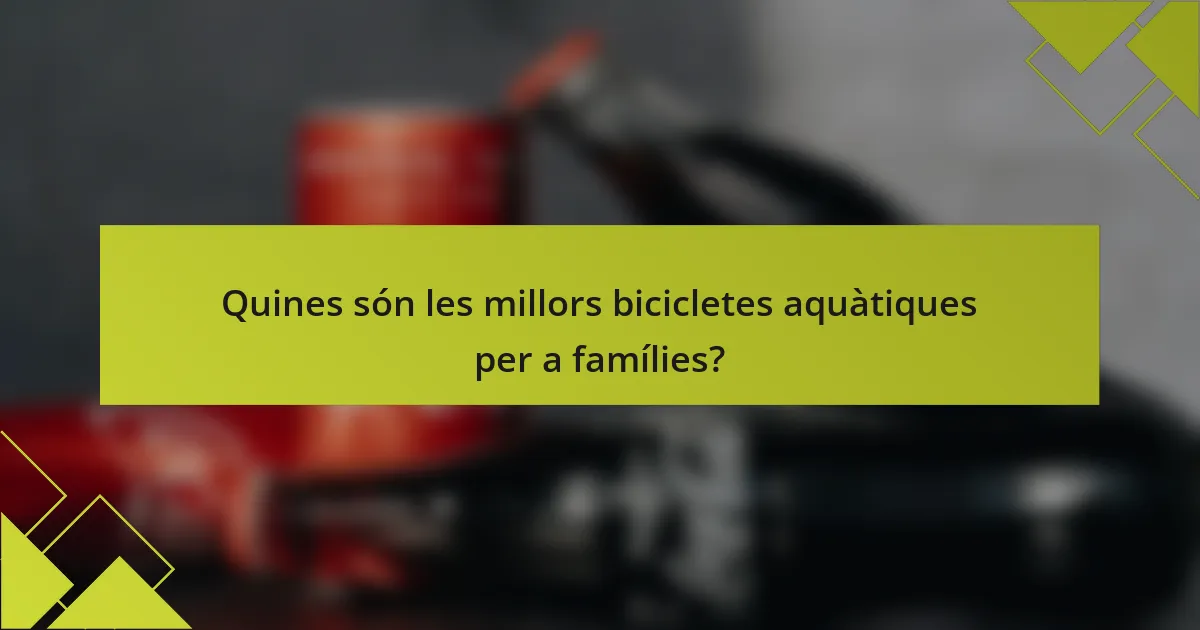 Quines són les millors bicicletes aquàtiques per a famílies?