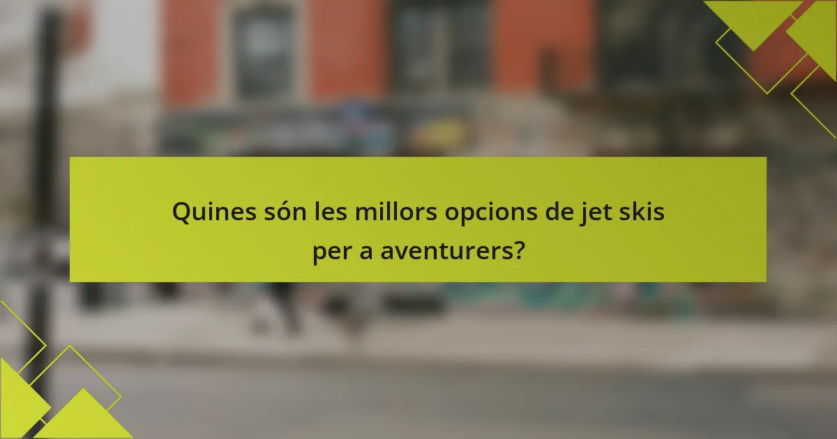 Quines són les millors opcions de jet skis per a aventurers?