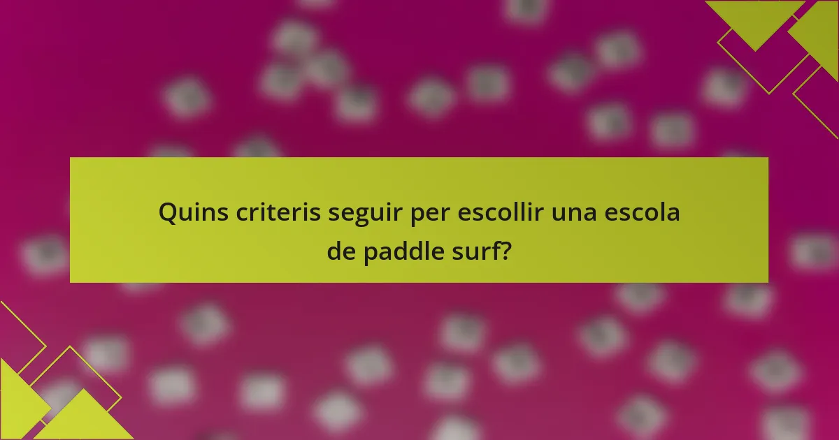 Quins criteris seguir per escollir una escola de paddle surf?