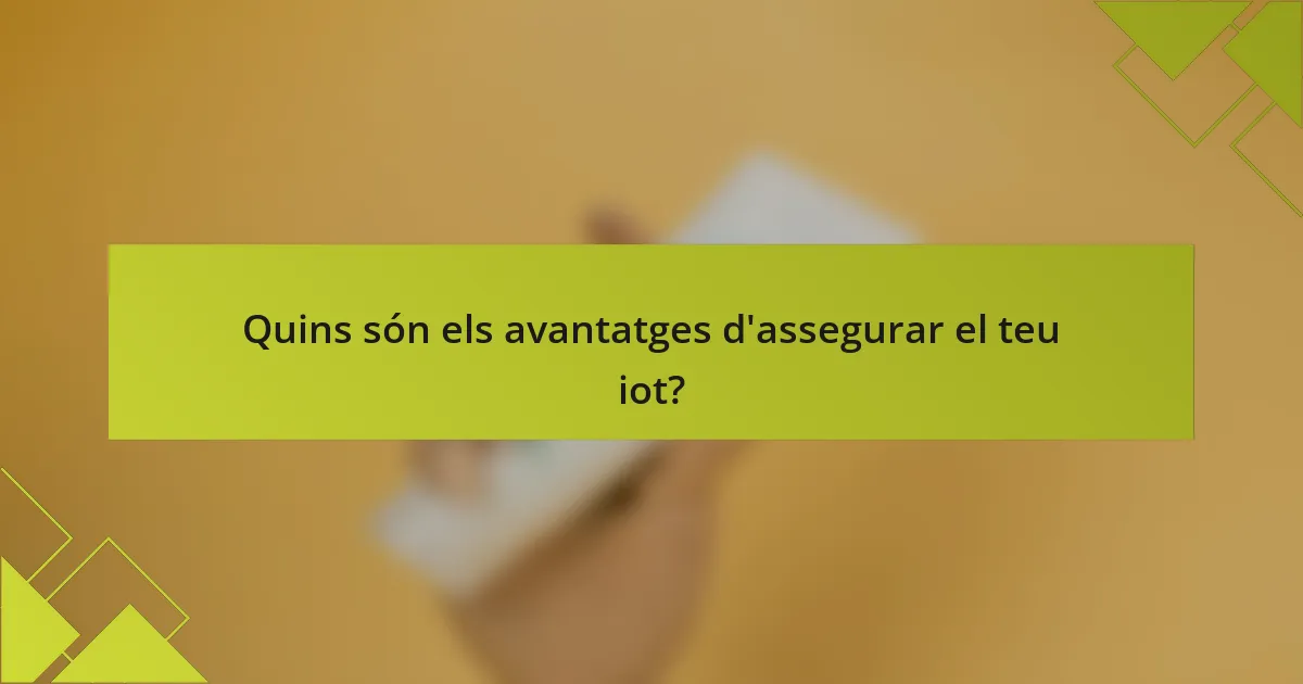Quins són els avantatges d'assegurar el teu iot?