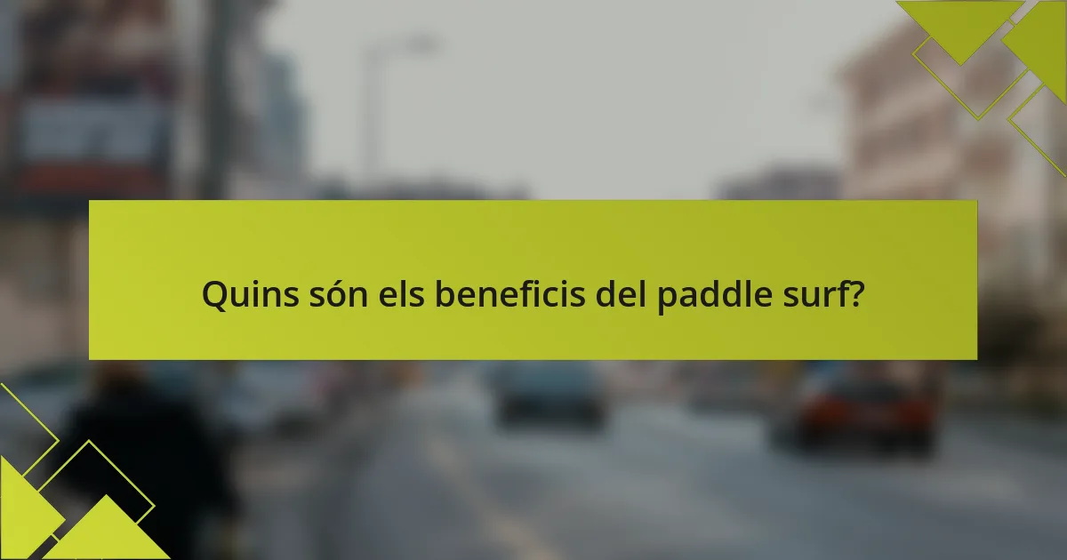 Quins són els beneficis del paddle surf?