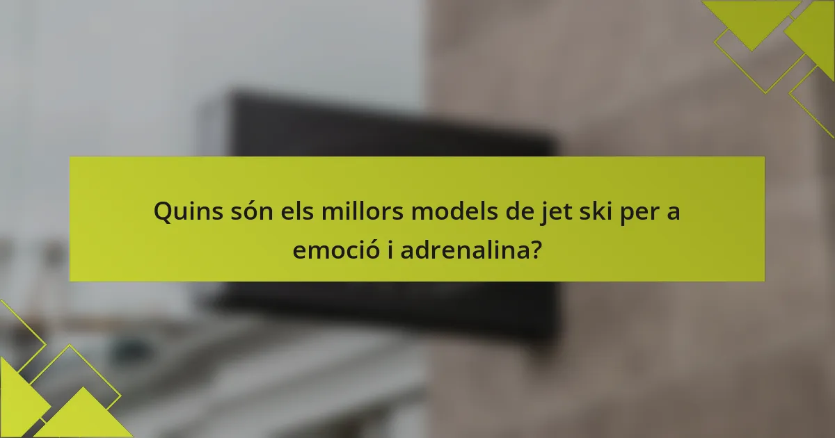 Quins són els millors models de jet ski per a emoció i adrenalina?